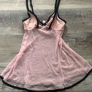 Victoria's Secret Pink and Black Chemise with Sheer Fabric and Flowy Skirt